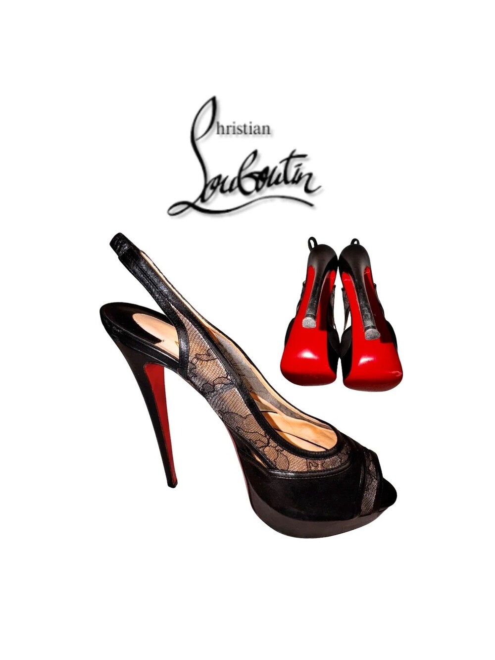 Christian Louboutin Marinadentella 150 SIZE 10.5 US/41 IT Slingback Leather and